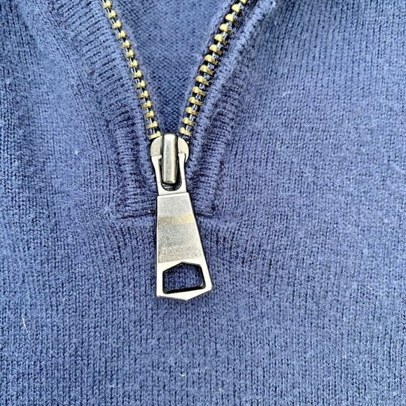 BANANA REPUBLIC PREMIUM LUXE YARN HALF ZIP 1/4 MENS SWEATER preppy navy - Picture 5 of 9